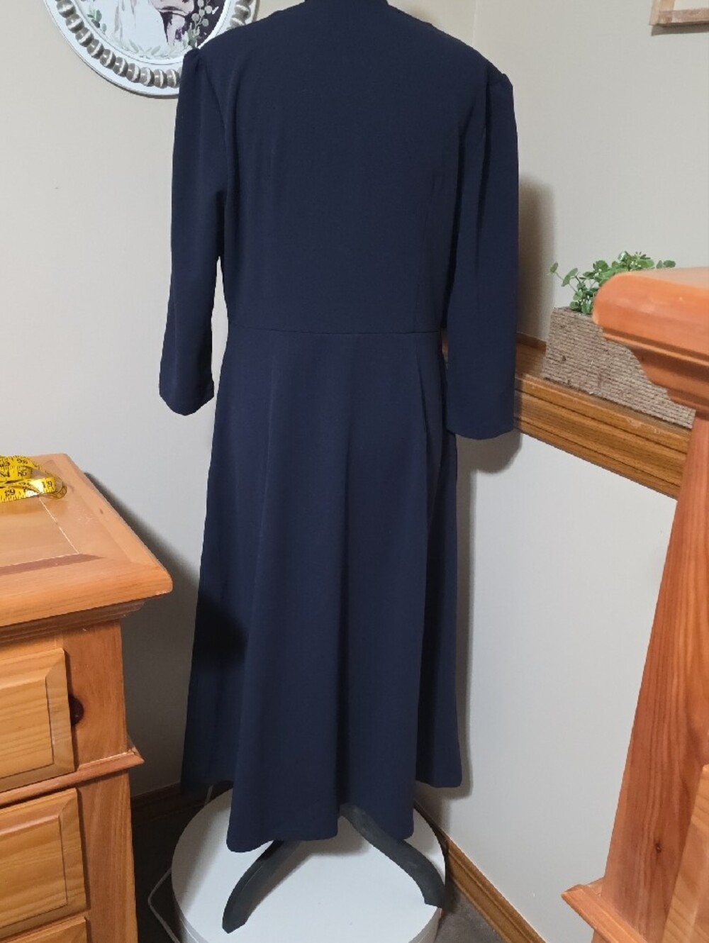 Allegra K Navy Long Sleeve Midi Dress - Picture 4 of 9